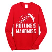 Rolling With Mahomes KC Football Sports Distressed Vintage Long Sleeve Shirt