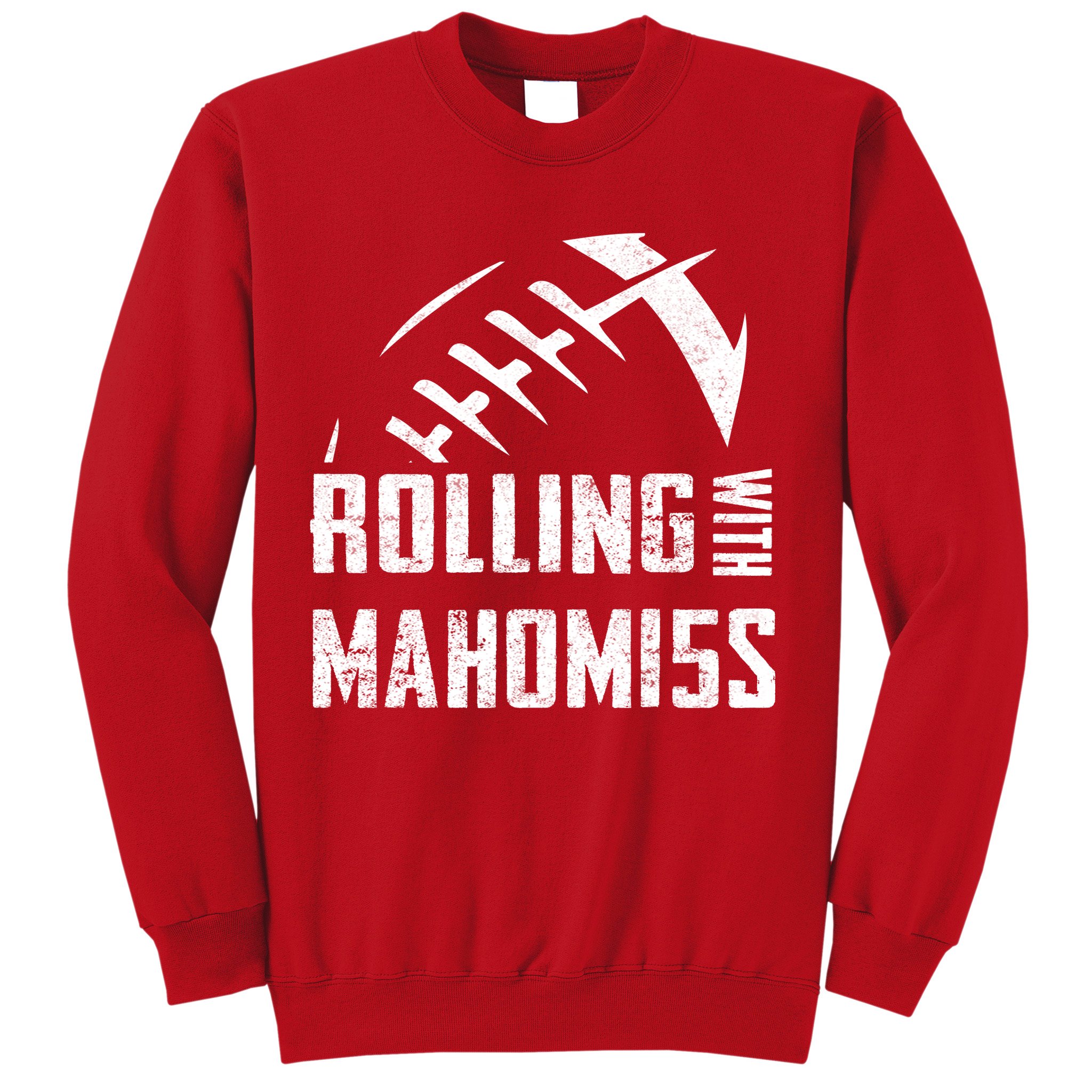 Rolling With Mahomes KC Football Sports Distressed Vintage Sweatshirt