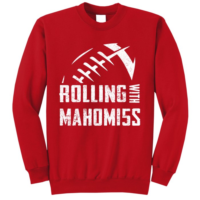 Rolling With Mahomes KC Football Sports Distressed Vintage Sweatshirt