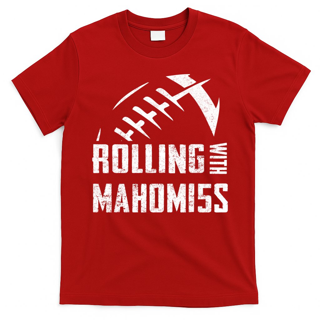 Rolling With Mahomes KC Football Sports Distressed Vintage T-Shirt