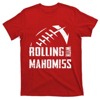 Rolling With Mahomes KC Football Sports Distressed Vintage T-Shirt