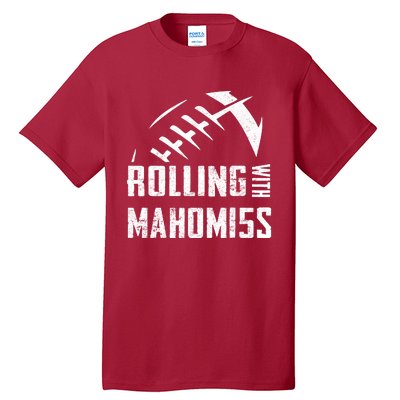 Rolling With Mahomes KC Football Sports Distressed Vintage Tall T-Shirt