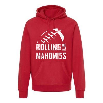 Rolling With Mahomes KC Football Sports Distressed Vintage Premium Hoodie