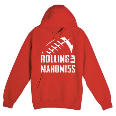 Rolling With Mahomes KC Football Sports Distressed Vintage Premium Pullover Hoodie