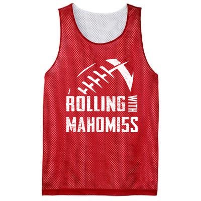 Rolling With Mahomes KC Football Sports Distressed Vintage Mesh Reversible Basketball Jersey Tank