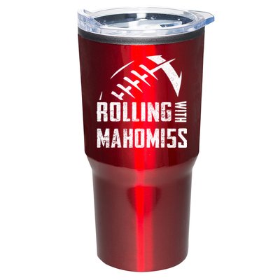 Rolling With Mahomes KC Football Sports Distressed Vintage Tumbler