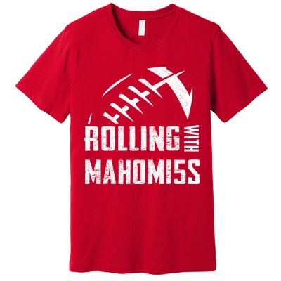 Rolling With Mahomes KC Football Sports Distressed Vintage Premium T-Shirt