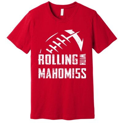 Rolling With Mahomes KC Football Sports Distressed Vintage Premium T-Shirt