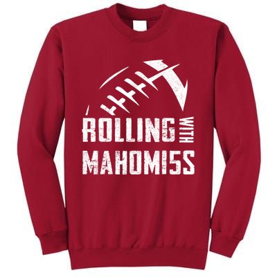 Rolling With Mahomes KC Football Sports Distressed Vintage Tall Sweatshirt