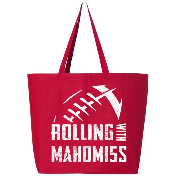 Rolling With Mahomes KC Football Sports Distressed Vintage 25L Jumbo Tote