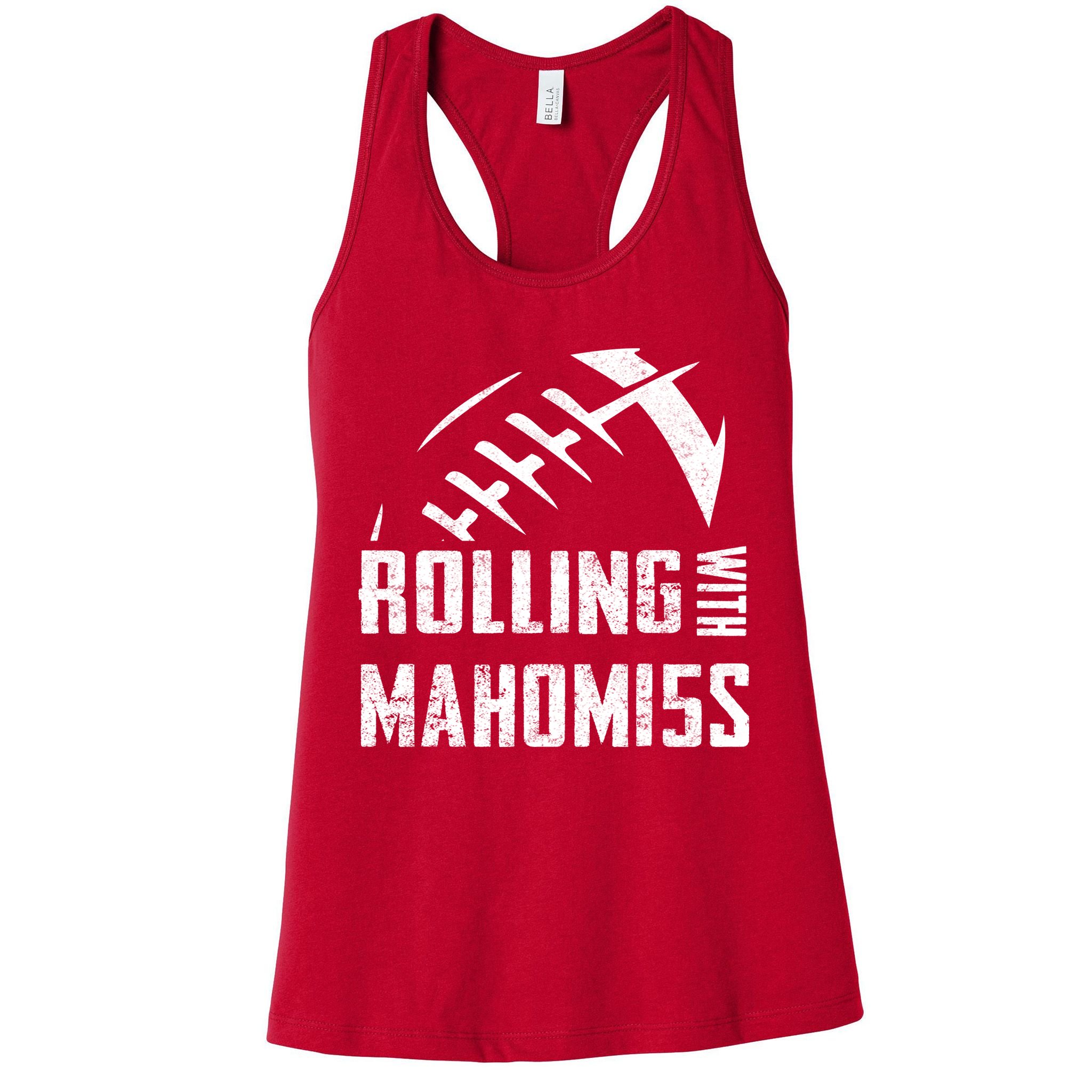 Rolling With Mahomes KC Football Sports Distressed Vintage Womens Tank Top
