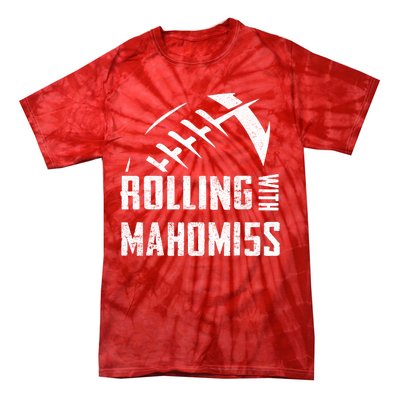 Rolling With Mahomes KC Football Sports Distressed Vintage Tie-Dye T-Shirt