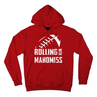 Rolling With Mahomes KC Football Sports Distressed Vintage Tall Hoodie