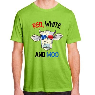 Red White Moo Usa American Cow Patriotic 4th Of July Gift Adult ChromaSoft Performance T-Shirt