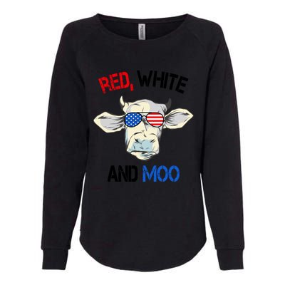 Red White Moo Usa American Cow Patriotic 4th Of July Gift Womens California Wash Sweatshirt