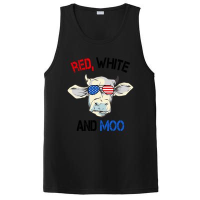 Red White Moo Usa American Cow Patriotic 4th Of July Gift PosiCharge Competitor Tank