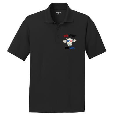 Red White Moo Usa American Cow Patriotic 4th Of July Gift PosiCharge RacerMesh Polo