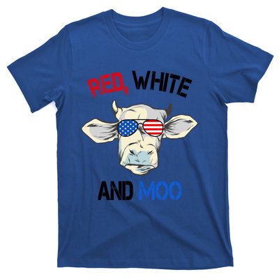 Red White Moo Usa American Cow Patriotic 4th Of July Gift T-Shirt