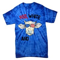 Red White Moo Usa American Cow Patriotic 4th Of July Gift Tie-Dye T-Shirt