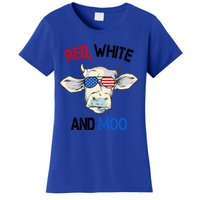 Red White Moo Usa American Cow Patriotic 4th Of July Gift Women's T-Shirt