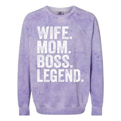 Retro Wife Mom Boss Legend Vintage Funny Mother Gift Colorblast Crewneck Sweatshirt