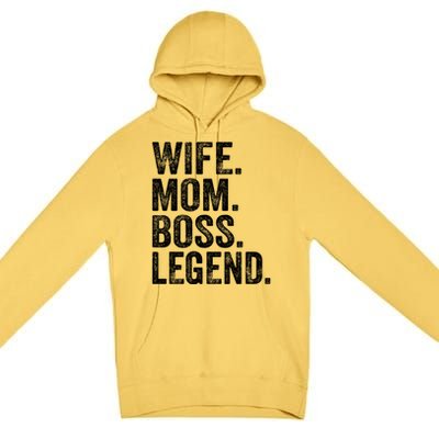 Retro Wife Mom Boss Legend Vintage Funny Mother Gift Premium Pullover Hoodie