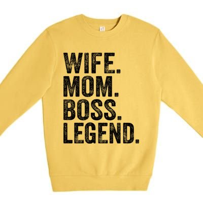 Retro Wife Mom Boss Legend Vintage Funny Mother Gift Premium Crewneck Sweatshirt