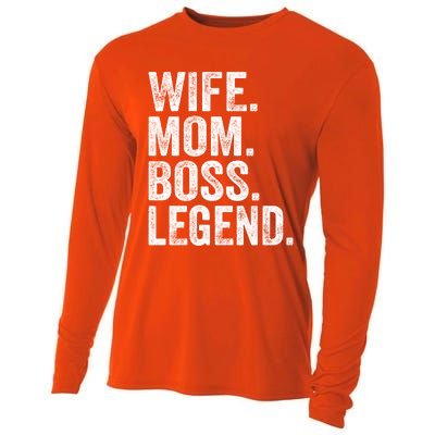 Retro Wife Mom Boss Legend Vintage Funny Mother Gift Cooling Performance Long Sleeve Crew