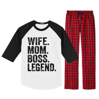 Retro Wife Mom Boss Legend Vintage Funny Mother Gift Raglan Sleeve Pajama Set