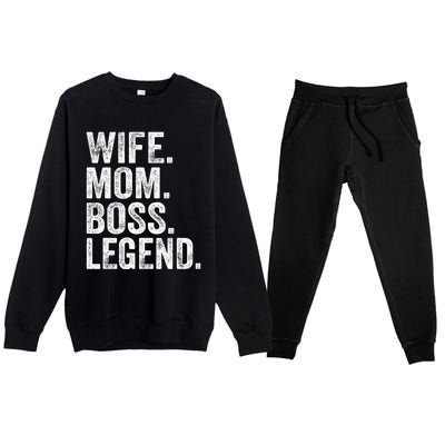 Retro Wife Mom Boss Legend Vintage Funny Mother Gift Premium Crewneck Sweatsuit Set