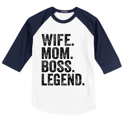 Retro Wife Mom Boss Legend Vintage Funny Mother Gift Baseball Sleeve Shirt