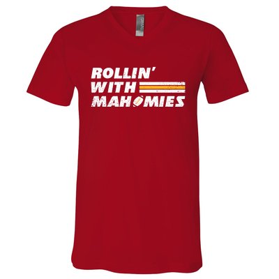 Rollin' With MaHOMIEs Football Fan Vintage V-Neck T-Shirt