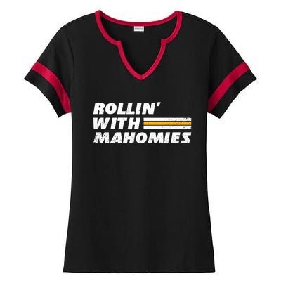 Rollin' With MaHOMIEs Football Fan Vintage Ladies Halftime Notch Neck Tee