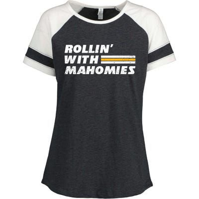 Rollin' With MaHOMIEs Football Fan Vintage Enza Ladies Jersey Colorblock Tee