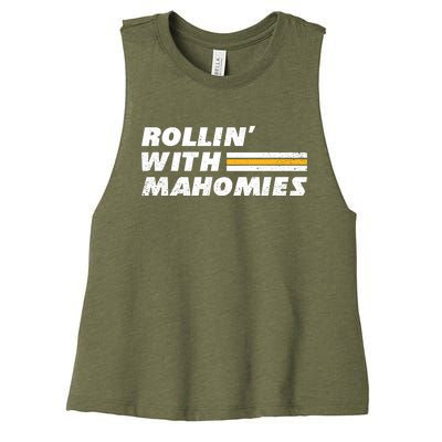 Rollin' With MaHOMIEs Football Fan Vintage Women's Racerback Cropped Tank