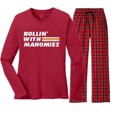 Rollin' With MaHOMIEs Football Fan Vintage Women's Long Sleeve Flannel Pajama Set 