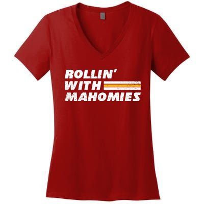 Rollin' With MaHOMIEs Football Fan Vintage Women's V-Neck T-Shirt