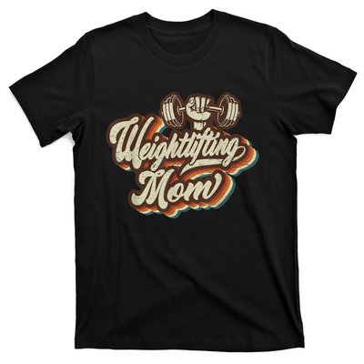 Retro Weightlifting Mom Sports Mama Mothers Day T-Shirt