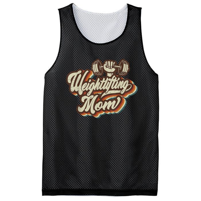 Retro Weightlifting Mom Sports Mama Mothers Day Mesh Reversible Basketball Jersey Tank