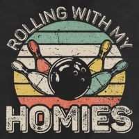 Rolling With My Homies Retro Bowling Bowler Team Funny Garment-Dyed Fleece Hoodie