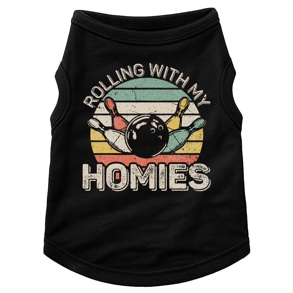 Rolling With My Homies Retro Bowling Bowler Team Funny Doggie Tank