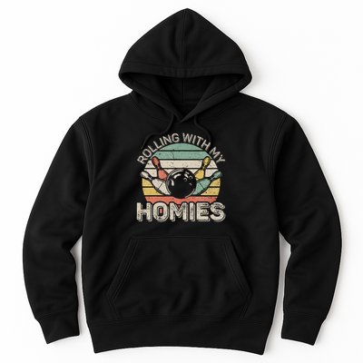 Rolling With My Homies Retro Bowling Bowler Team Funny Hoodie