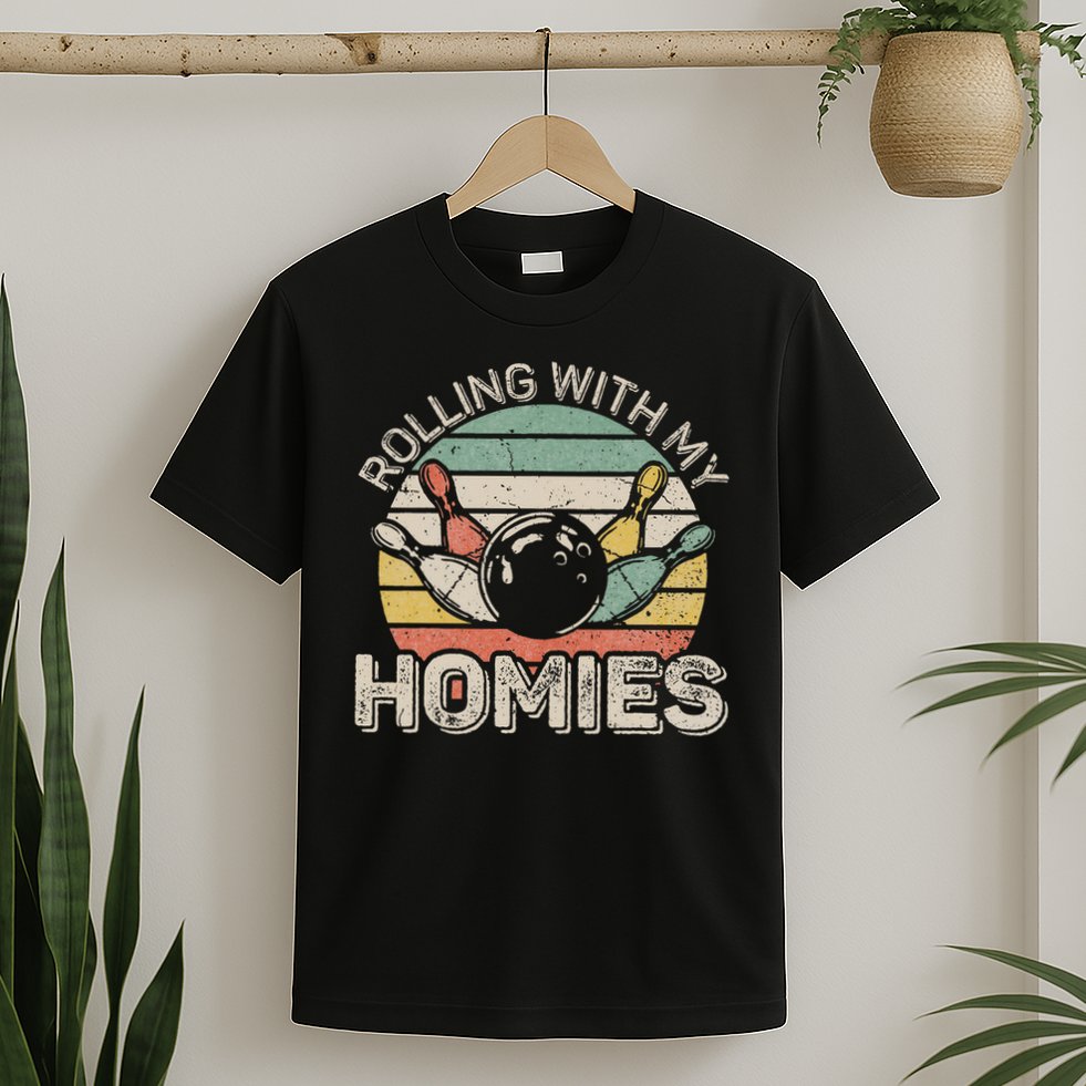 Rolling With My Homies Retro Bowling Bowler Team Funny T-Shirt