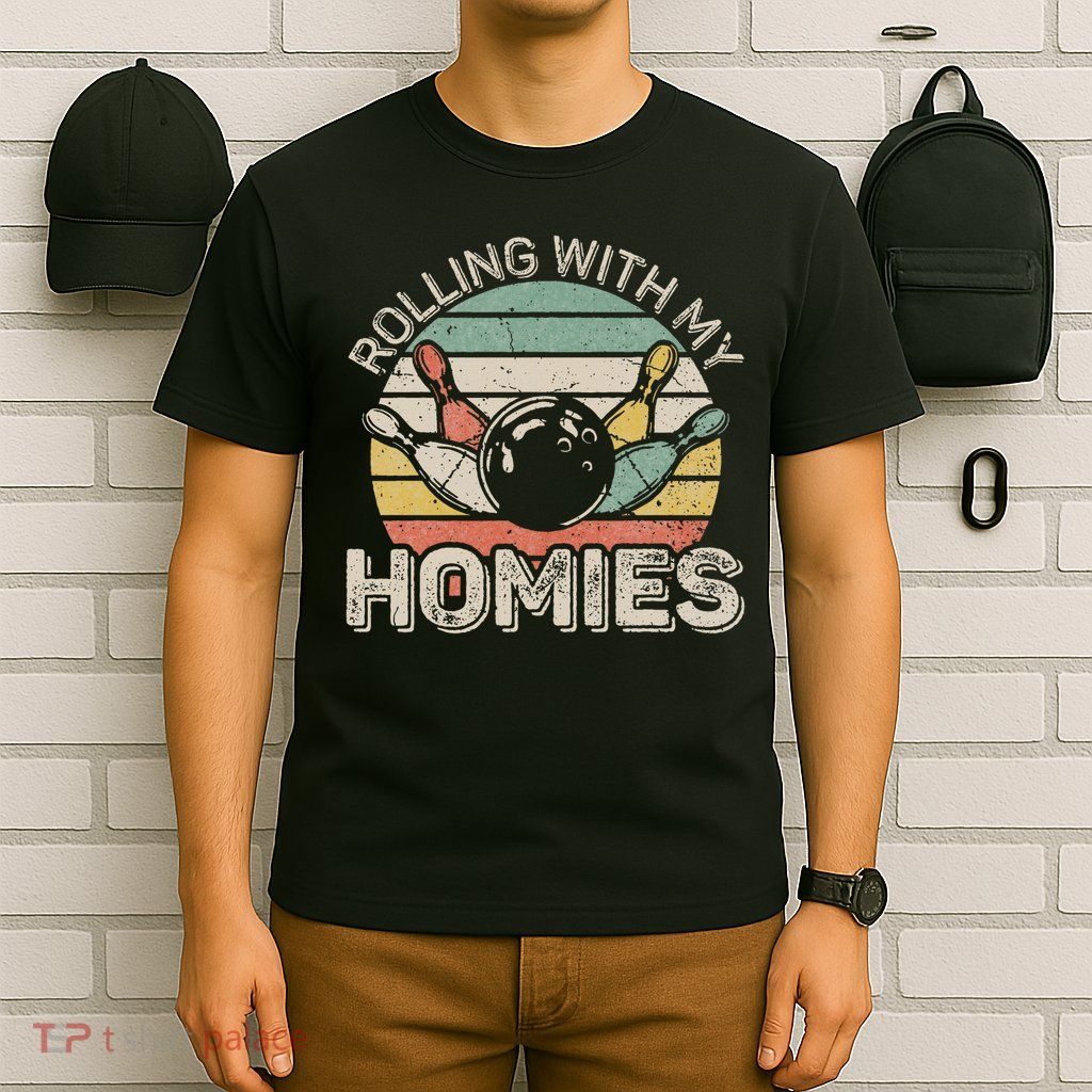 Rolling With My Homies Retro Bowling Bowler Team Funny T-Shirt