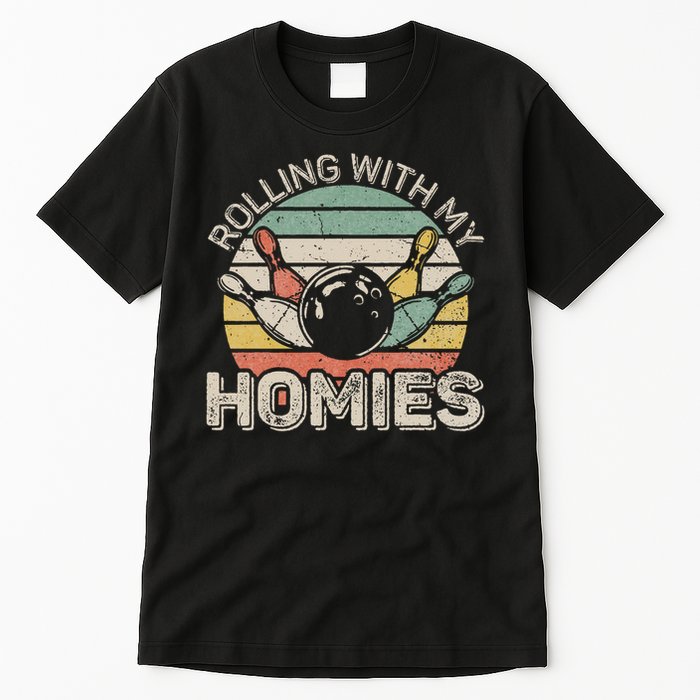 Rolling With My Homies Retro Bowling Bowler Team Funny Tall T-Shirt