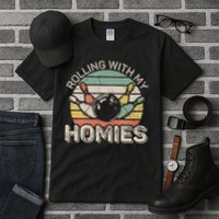 Rolling With My Homies Retro Bowling Bowler Team Funny Tall T-Shirt