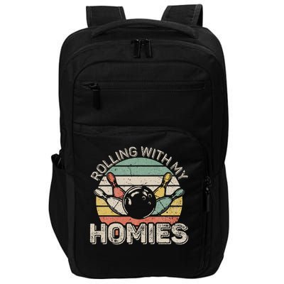 Rolling With My Homies Retro Bowling Bowler Team Funny Impact Tech Backpack