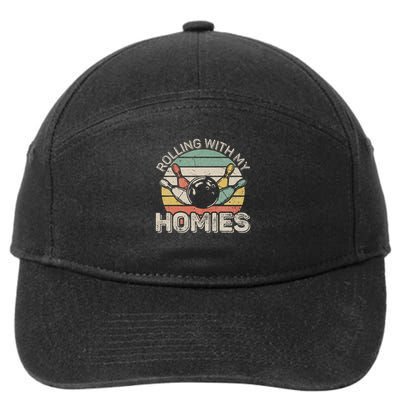 Rolling With My Homies Retro Bowling Bowler Team Funny 7-Panel Snapback Hat