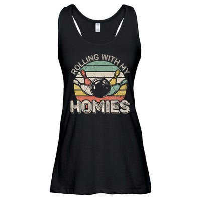 Rolling With My Homies Retro Bowling Bowler Team Funny Ladies Essential Flowy Tank