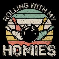 Rolling With My Homies Retro Bowling Bowler Team Funny Flatbill Hat